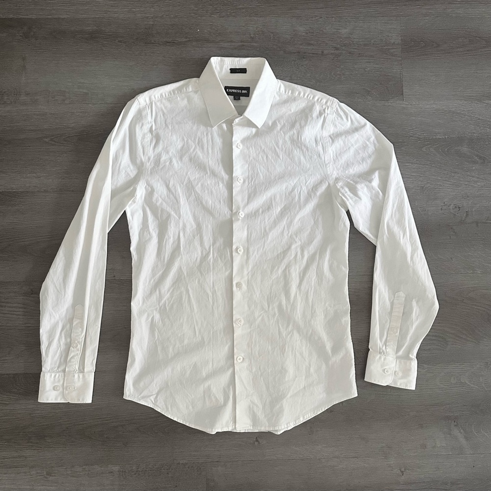 Express Men Slim Fit 1MX White Button Up Shirt Size S